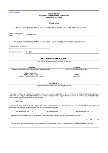 Thumbnail Miller Industries 10-Q Quarterly Report FY 