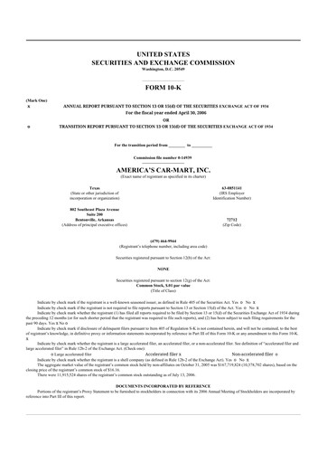 Thumbnail America's Car-Mart 10-K Annual Report 