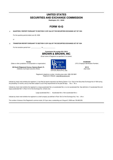 Thumbnail Brown & Brown
 10-Q Quarterly Report FY 