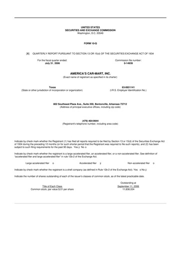 Thumbnail America's Car-Mart 10-Q Quarterly Report FY 