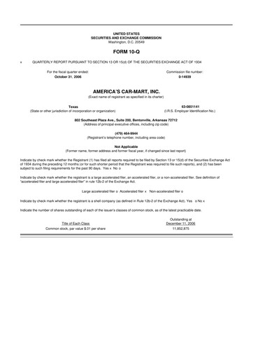 Thumbnail America's Car-Mart 10-Q Quarterly Report FY 