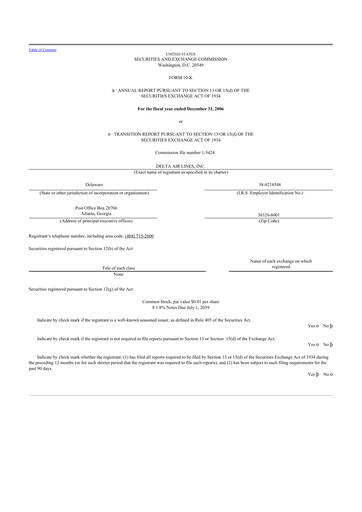 Thumbnail Delta Air Lines 10-K Annual Report 