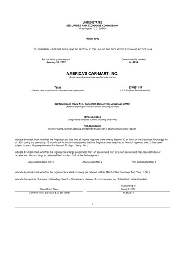 Thumbnail America's Car-Mart 10-Q Quarterly Report FY 
