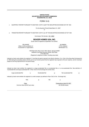 Miniature Beazer Homes USA
 10-Q Rapport trimestriel  