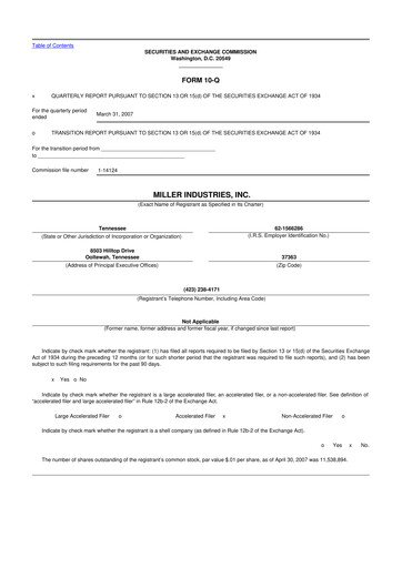 Thumbnail Miller Industries 10-Q Quarterly Report FY 