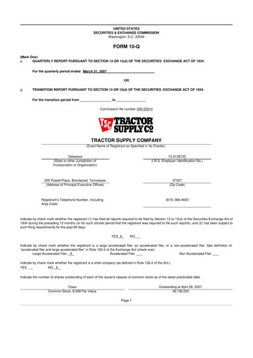 Thumbnail Tractor Supply 10-Q Quarterly Report FY 