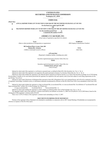 Thumbnail America's Car-Mart 10-K Annual Report 