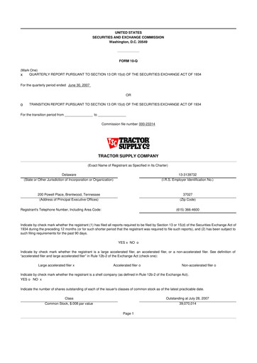 Thumbnail Tractor Supply 10-Q Quarterly Report FY 