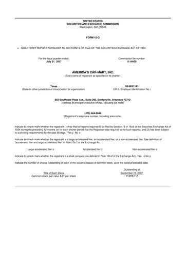 Thumbnail America's Car-Mart 10-Q Quarterly Report FY 