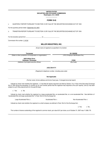 Thumbnail Miller Industries 10-Q Quarterly Report FY 