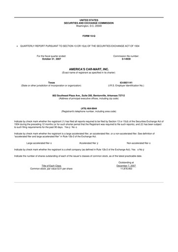 Thumbnail America's Car-Mart 10-Q Quarterly Report FY 