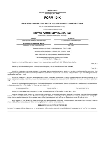 Thumbnail United Community Bank 10-K Annual Report 