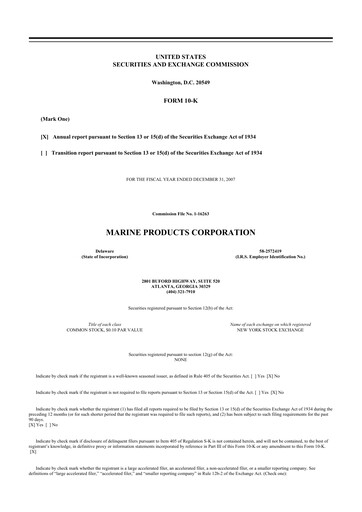 Thumbnail Marine Products Corporation 10-K Annual Report 