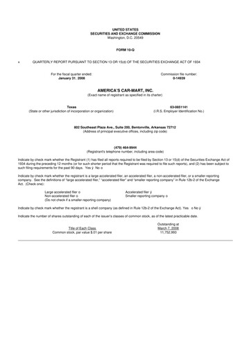 Thumbnail America's Car-Mart 10-Q Quarterly Report FY 