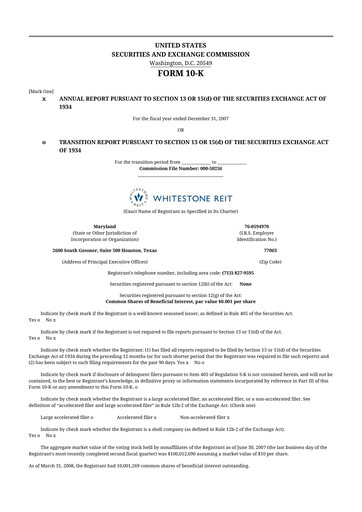 Thumbnail Whitestone REIT 10-K Annual Report 