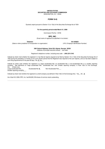 Miniature RPC, Inc. 10-Q Rapport trimestriel  