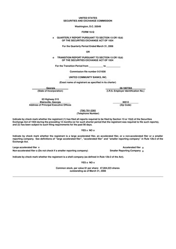 Thumbnail United Community Bank 10-Q Quarterly Report FY 