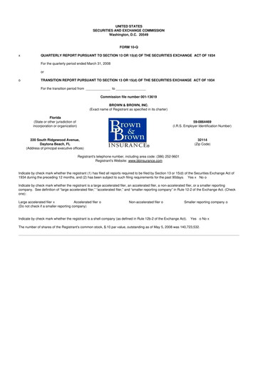 Thumbnail Brown & Brown
 10-Q Quarterly Report FY 