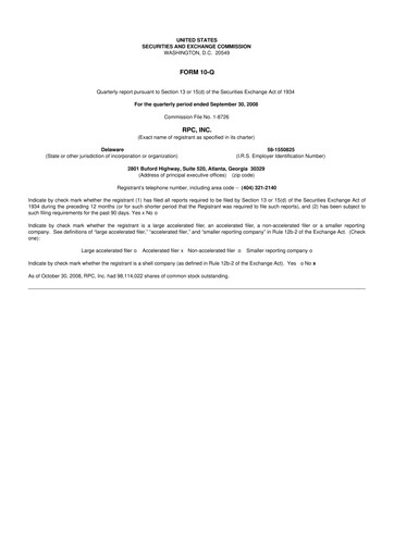 Miniature RPC, Inc. 10-Q Rapport trimestriel  