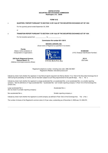 Thumbnail Brown & Brown
 10-Q Quarterly Report FY 