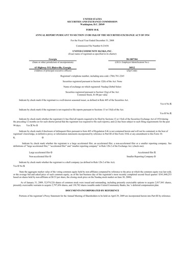 Thumbnail United Community Bank 10-K Annual Report 