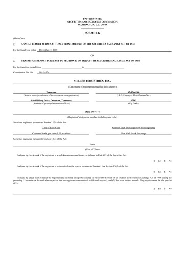 Thumbnail Miller Industries 10-K Annual Report 