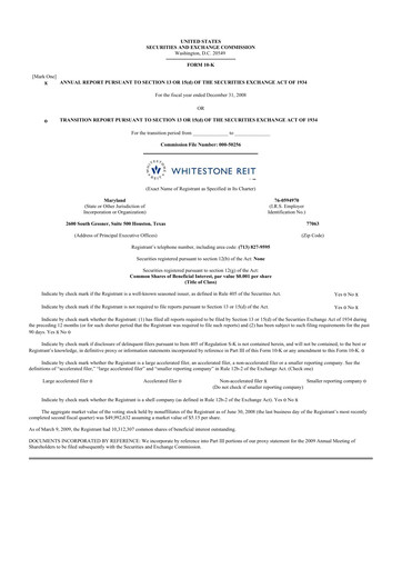 Thumbnail Whitestone REIT 10-K Annual Report 