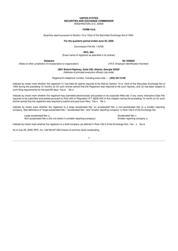 Miniature RPC, Inc. 10-Q Rapport trimestriel  