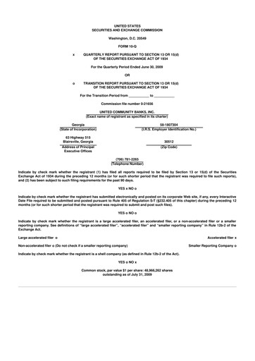 Thumbnail United Community Bank 10-Q Quarterly Report FY 