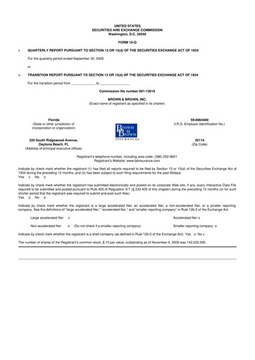 Thumbnail Brown & Brown
 10-Q Quarterly Report FY 