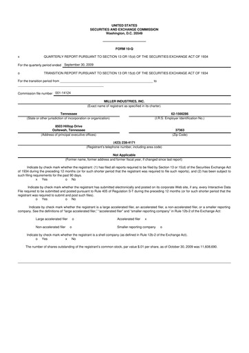 Thumbnail Miller Industries 10-Q Quarterly Report FY 