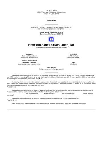 Vorschaubild First Guaranty Bancshares 10-Q Quartalsbericht  