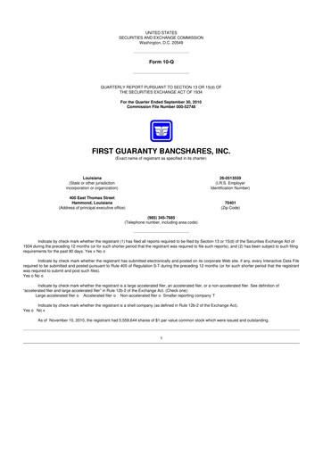 Vorschaubild First Guaranty Bancshares 10-Q Quartalsbericht  