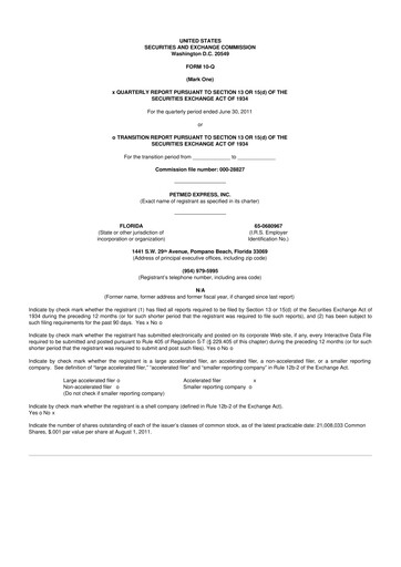Thumbnail PetMed Express
 10-Q Quarterly Report FY2011 