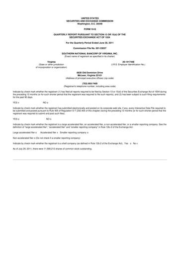 Thumbnail Primis Financial 10-Q Quarterly Report FY2011 