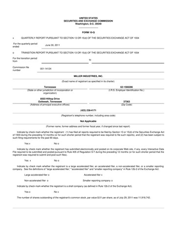 Thumbnail Miller Industries 10-Q Quarterly Report FY2011 