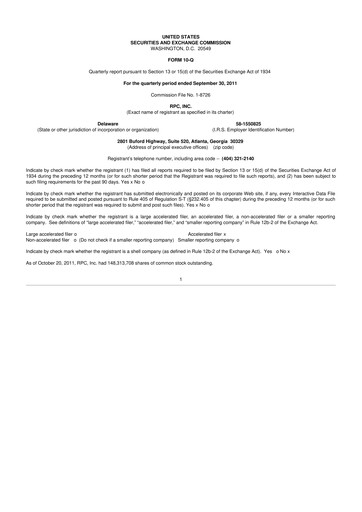 Miniature RPC, Inc. 10-Q Rapport trimestriel 2011 