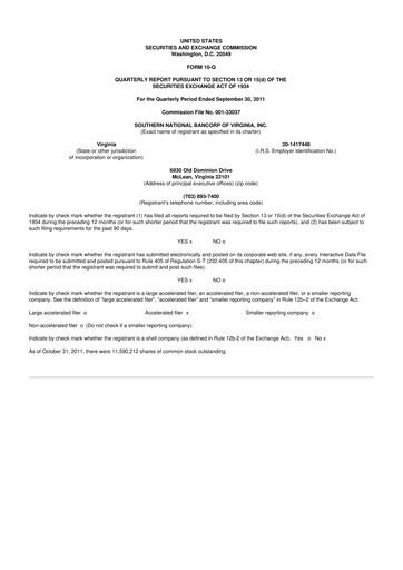 Thumbnail Primis Financial 10-Q Quarterly Report FY2011 