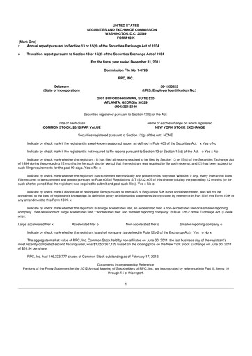 Thumbnail RPC, Inc. 10-K Annual Report 2011