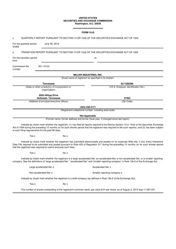 Thumbnail Miller Industries 10-Q Quarterly Report FY2012 