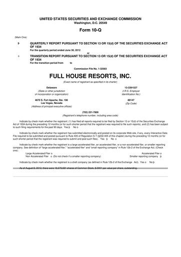 Vorschaubild Full House Resorts
 10-Q Quartalsbericht 2012 