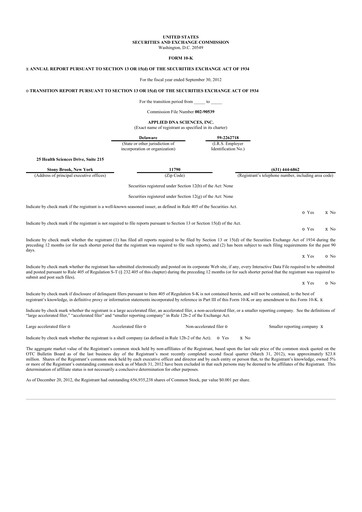 Thumbnail Applied DNA Sciences
 10-K Annual Report 2012
