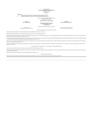 Thumbnail Marine Products Corporation 10-K Annual Report 2012