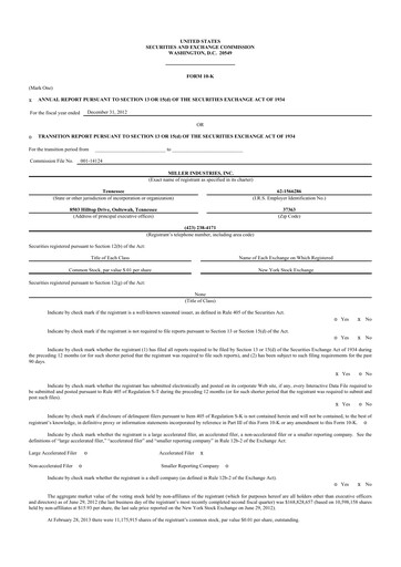 Thumbnail Miller Industries 10-K Annual Report 2012