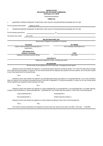 Thumbnail Miller Industries 10-Q Quarterly Report FY2013 