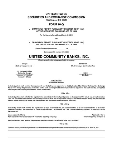 Thumbnail United Community Bank 10-Q Quarterly Report FY 
