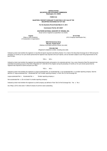 Thumbnail Primis Financial 10-Q Quarterly Report FY2013 