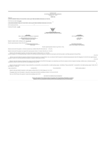 Thumbnail Value Line 10-K Annual Report 2013