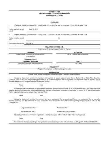 Thumbnail Miller Industries 10-Q Quarterly Report FY2013 