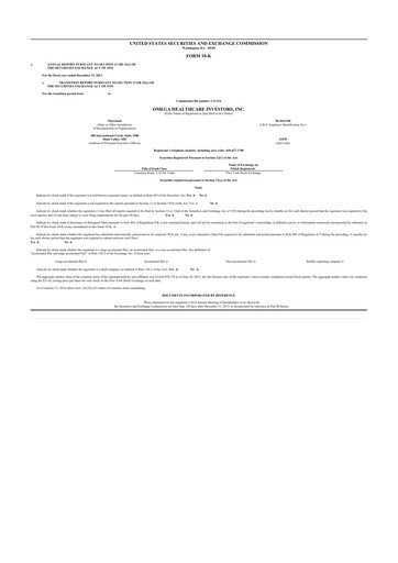 Thumbnail Omega Healthcare Investors 10-K Annual Report 2013